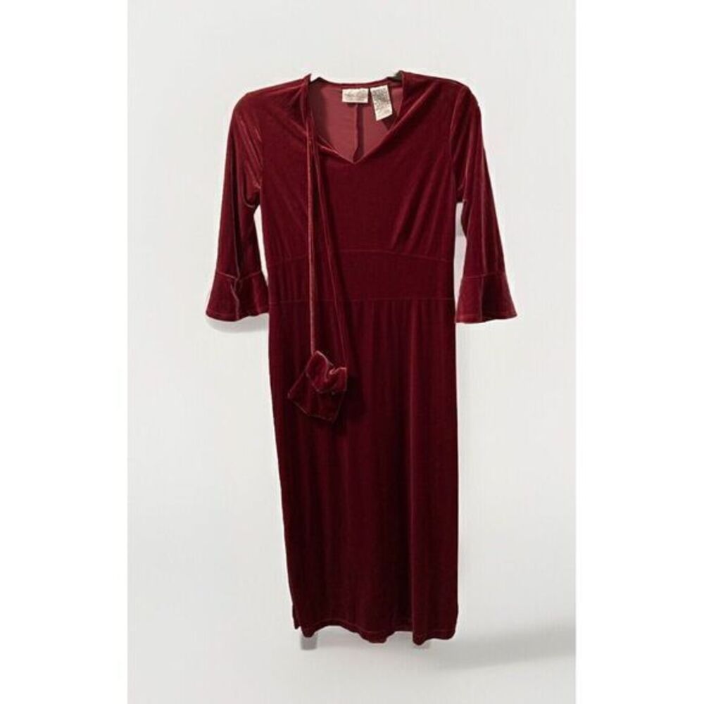 Vintage Velvet Midi Dress Raspberry With‎ Purse Sz M Y2K Fairy Goth Whimsygoth